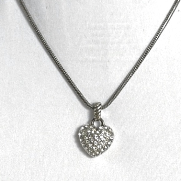 Brighton Jewelry - Brighton Silver Heart crystals Pendant Necklace​​